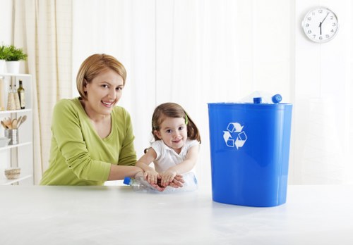 Recyclable materials being sorted in a business waste facility